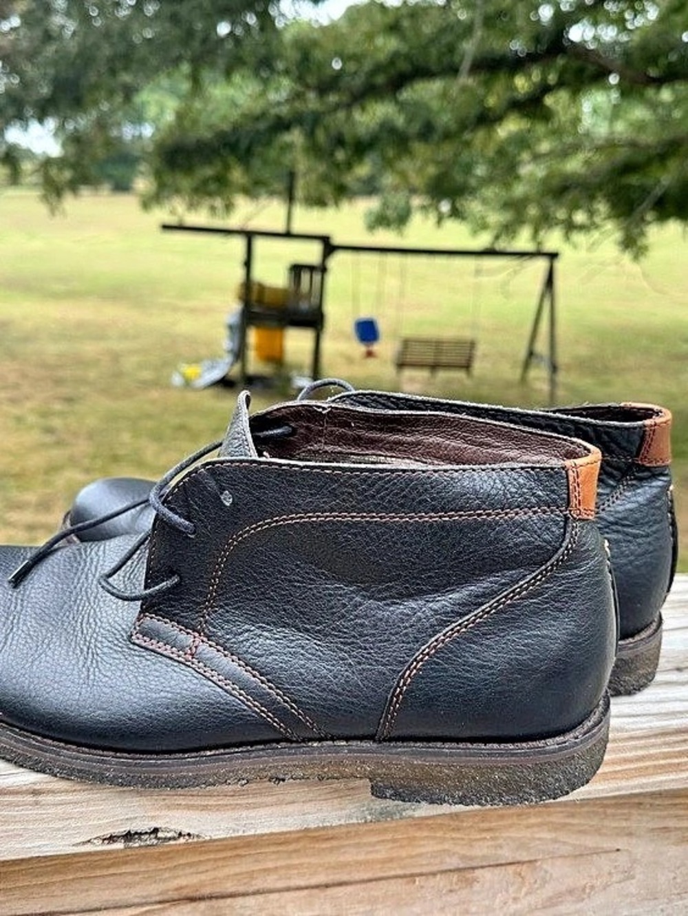 Johnston and Murphy Leather Chukka Boots in Black & Brown
